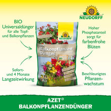Neudorff Shop Azet BalkonpflanzenDünger é ideal para flores de verão em floreiras e contém fertilizantes orgânicos de alta qualidade para um crescimento vigoroso e flores brilhantes.