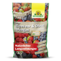 Um saco colorido de 750 g de Neudorff Shop Azet Beeren- & ObstDünger, um fertilizante orgânico natural para bagas e arbustos de frutas, está decorado com imagens de bagas e um texto que destaca seus benefícios na embalagem.