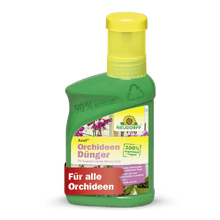 Azet OrchideenDünger líquido da Neudorff Shop na garrafa verde com tampa amarela - ideal para fertilizar orquídeas e para flores magníficas.