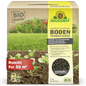 Uma caixa de 5 kg do melhorador de solo Terra Preta do Neudorff Shop cobre 50 m². Na embalagem, estão representados frutos e plantas floridos, que ilustram o uso ideal para embelezar relvados e jardins.