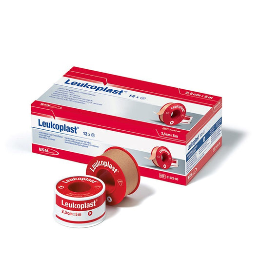 Leukoplast rolo de gesso 5m x 2,5cm vermelho em anel protetor para feridas | Pacote (12 rolos)