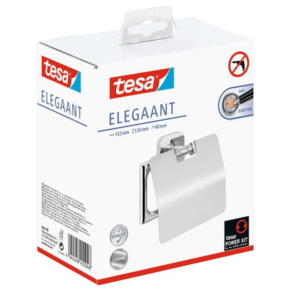 Suporte para papel higiénico tesa ELEGAANT com tampa, incluindo solução adesiva