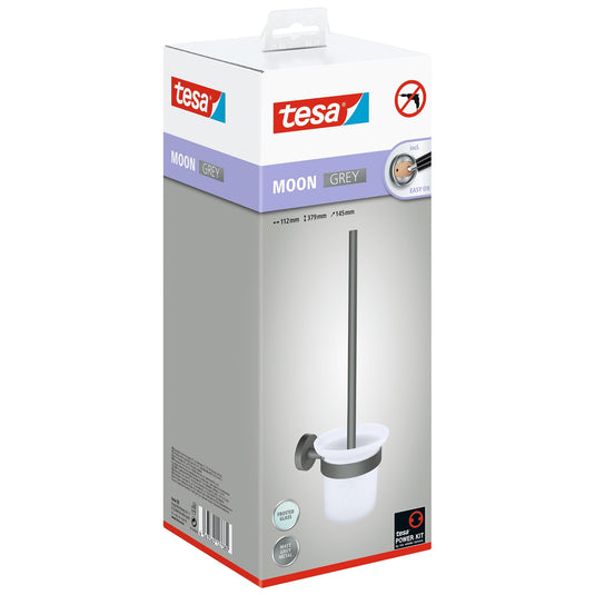 Suporte para escovas de casa de banho tesa MOON GREY, cinzento mate, com solução adesiva incluída