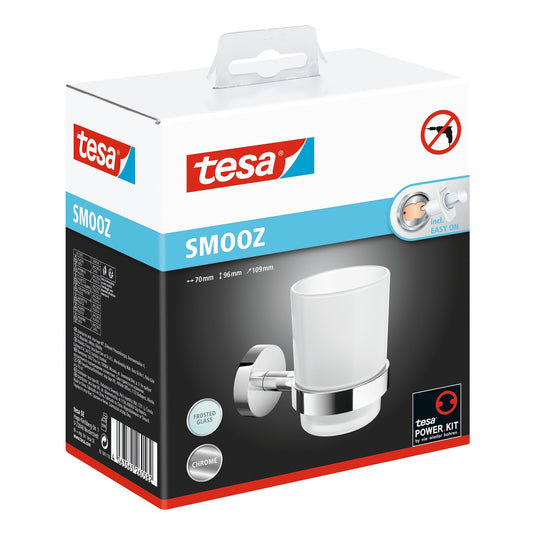 Suporte para copos tesa SMOOZ, autocolante, em metal cromado