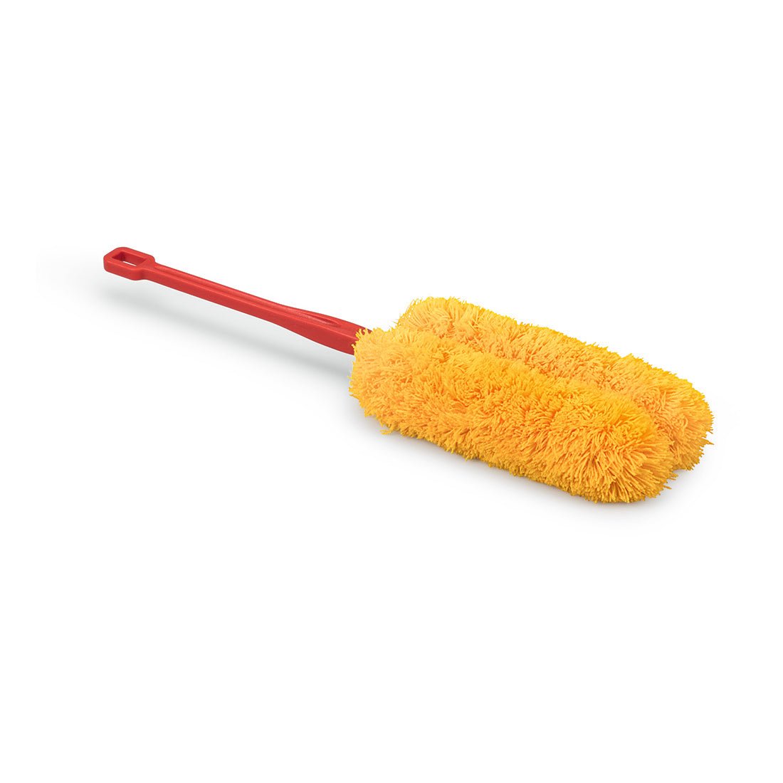 Um esfregão de garfo amarelo Nölle Profi com cabo longo, 44 cm (algodão/acrílico) da Nölle Profi Brush Bürsten- & Pinseltechnik e.K. está em um fundo branco - ideal para limpeza profissional.