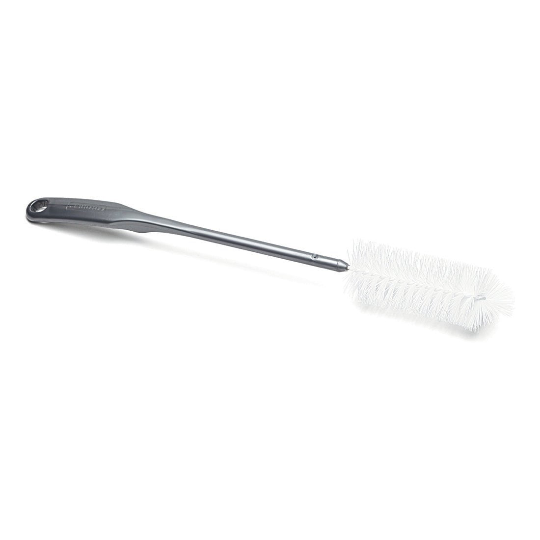 A escova para garrafas Nölle Profi Brush (460x160x60 mm) da Nölle Profi Brush Bürsten- & Pinseltechnik e.K. tem cerdas de nylon brancas rígidas em forma cilíndrica e um cabo cinza KS com orifício para pendurar.