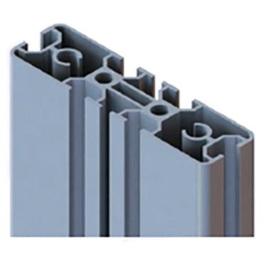 Close-up da consola cinza de alumínio TASKI Trolley - larga (Consola de substituição para o TASKI Trolley Micro/Mini/Midi - larga, 1 peça) da Diversey Deutschland GmbH & Co. OHG, com vários canais internos e ranhuras.