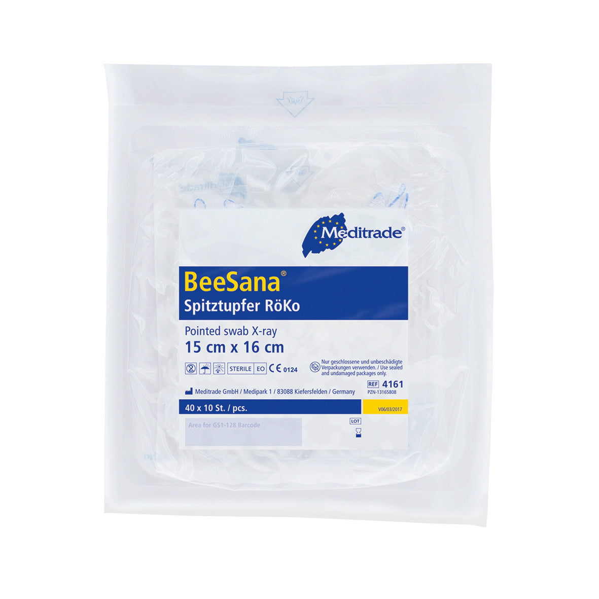 Swab pontiagudo BeeSana® VM 20, RöKo, estéril, 15 x 16 cm, grande | Pacote (400 peças)
