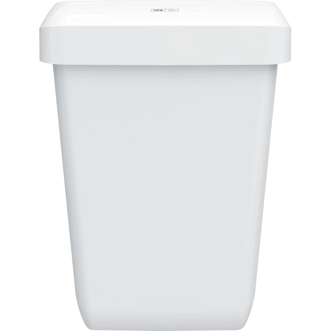 O CWS ParadiseLine Abfallbehälter Paper Bin é um recipiente de plástico branco, retangular e simples (43 l) com tampa encaixada e superfícies lisas, ilustrado em fundo branco. Design simples e funcional com apenas uma pequena etiqueta na tampa.