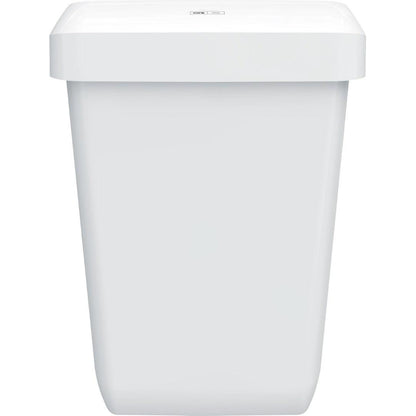 O CWS ParadiseLine Abfallbehälter Paper Bin é um recipiente de plástico branco, retangular e simples (43 l) com tampa encaixada e superfícies lisas, ilustrado em fundo branco. Design simples e funcional com apenas uma pequena etiqueta na tampa.
