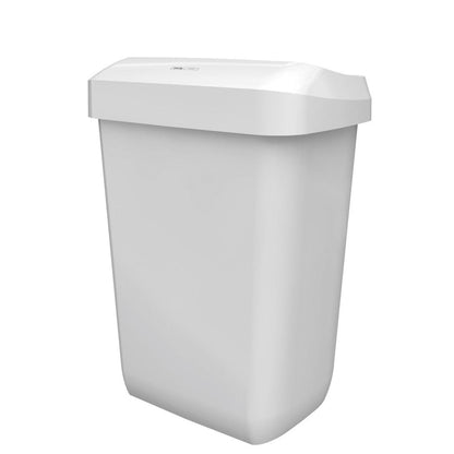 O CWS ParadiseLine Abfallbehälter Paper Bin é um recipiente de plástico branco, retangular de 43 l com tampa levemente arqueada, ilustrado em um fundo branco simples.