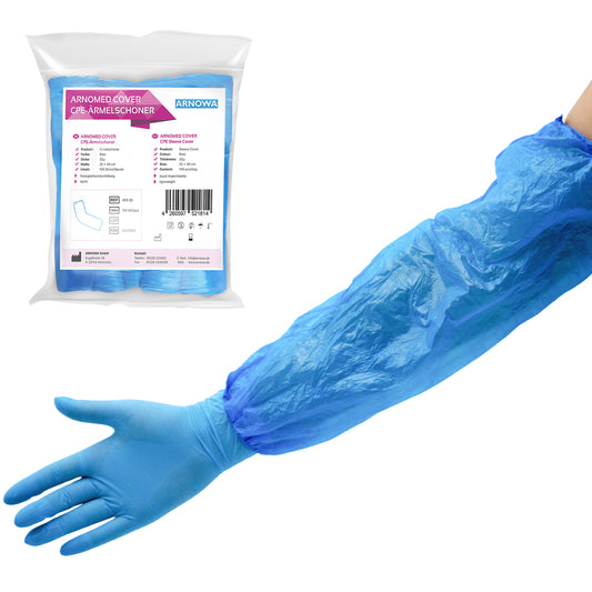Protetores de manga PE ARNOMED, ​​repelentes de líquidos, descartáveis ​​| Saco (100 peças)
