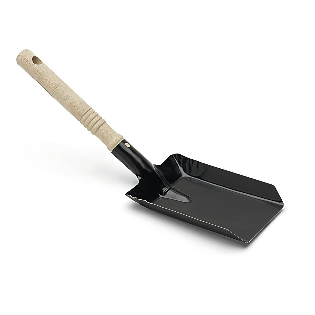 A pá de carvão Nölle Profi Brush tem uma lâmina de metal com pintura preta de 38x11 cm e um cabo de madeira clara, retratada contra um fundo branco simples. Marca: Nölle Profi Brush Bürsten- & Pinseltechnik e.K.