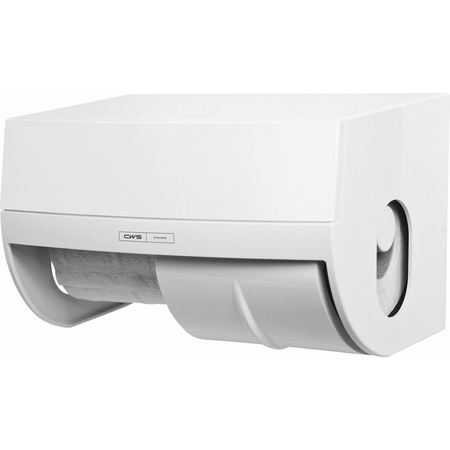 O dispensador de papel higiénico CWS ParadiseLine com painel branco é um dispensador retangular de parede com rolo de papel visível e etiqueta frontal, ideal para qualquer área de WC. Marca: CWS. Inclui 1 unidade.