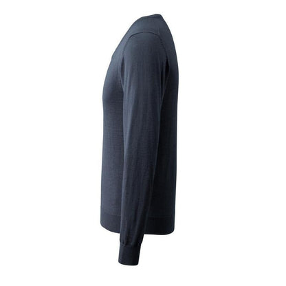 Suéter de malha com decote em V, suéter de malha de lã merino