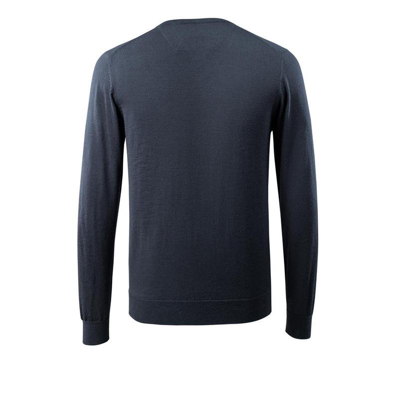 Suéter de malha com decote em V, suéter de malha de lã merino