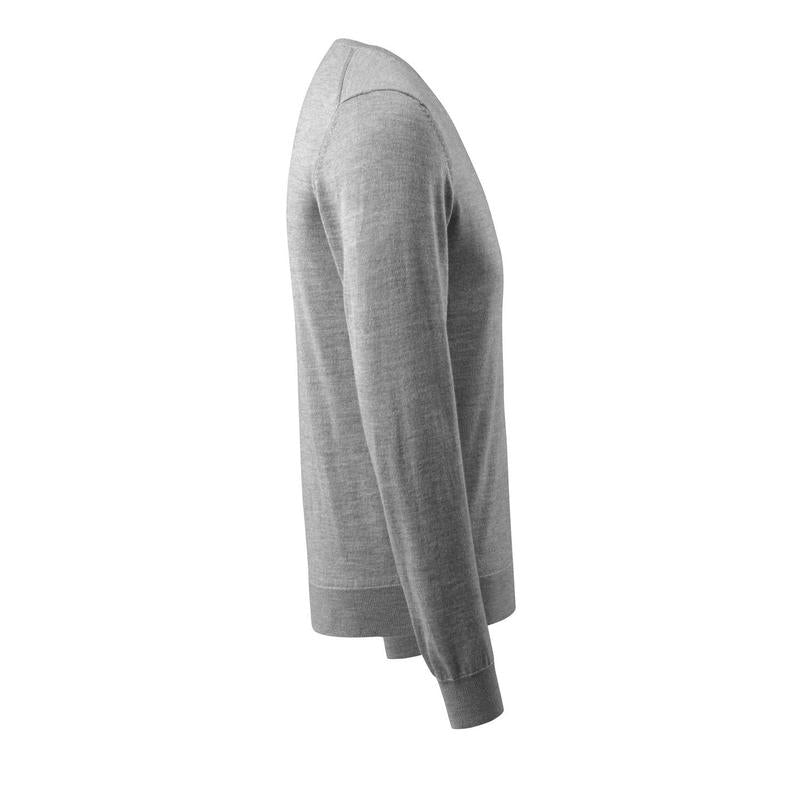 Suéter de malha com decote em V, suéter de malha de lã merino