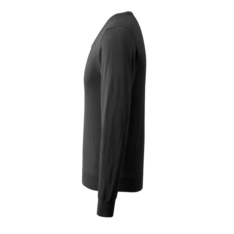 Suéter de malha com decote em V, suéter de malha de lã merino