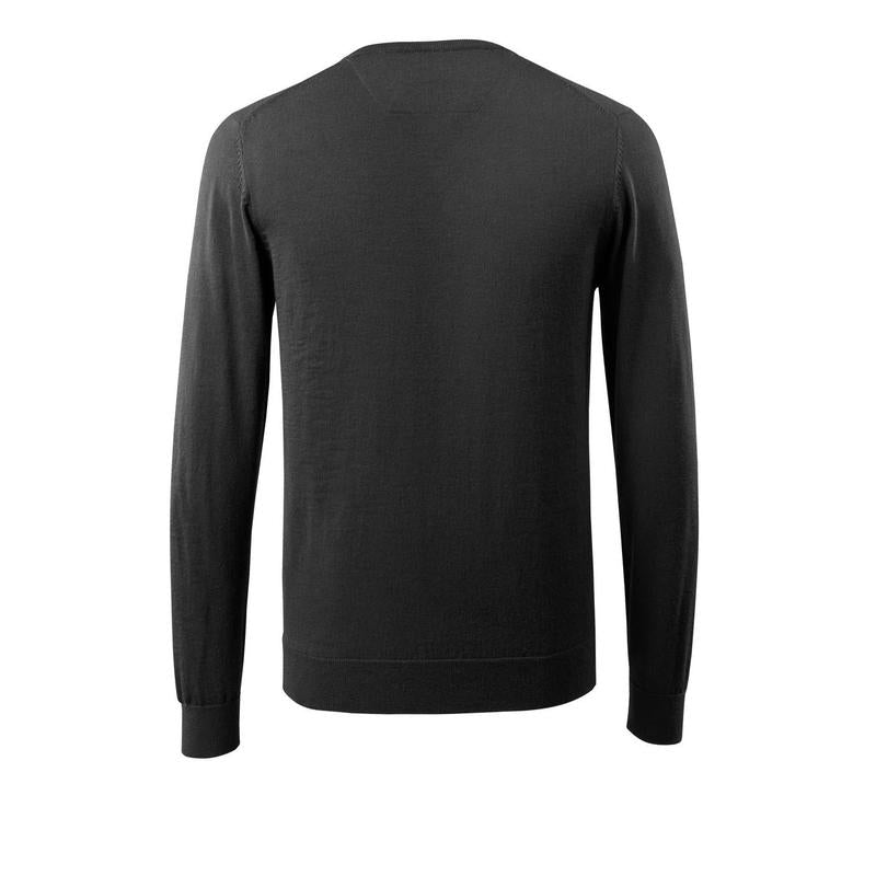 Suéter de malha com decote em V, suéter de malha de lã merino