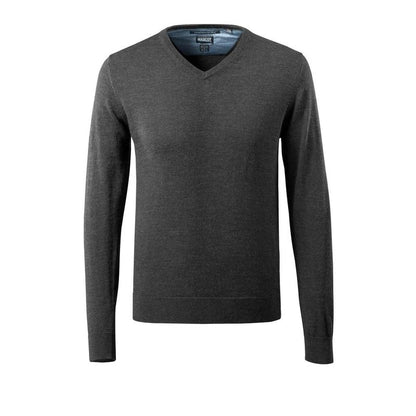 Suéter de malha com decote em V, suéter de malha de lã merino