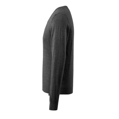 Suéter de malha com decote em V, suéter de malha de lã merino