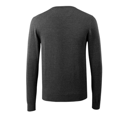 Suéter de malha com decote em V, suéter de malha de lã merino