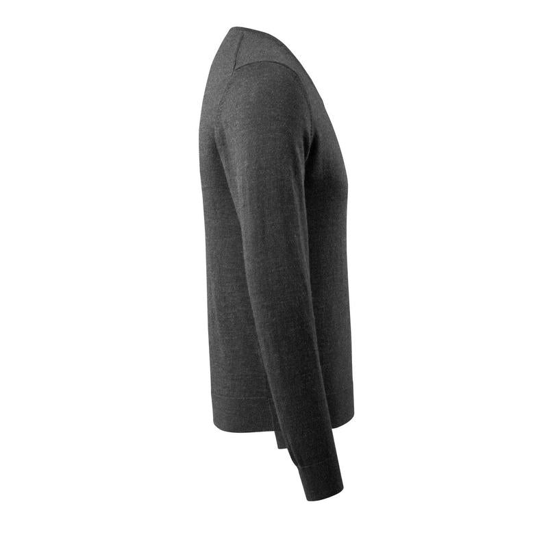 Suéter de malha com decote em V, suéter de malha de lã merino