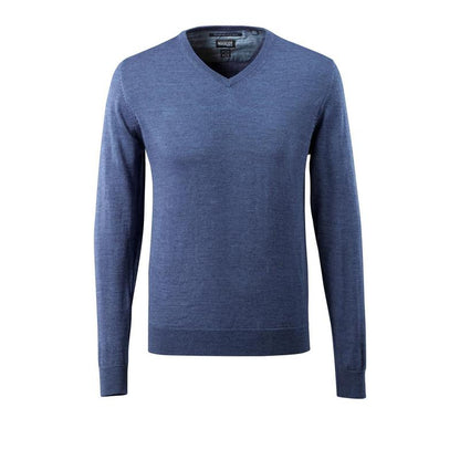 Suéter de malha com decote em V, suéter de malha de lã merino