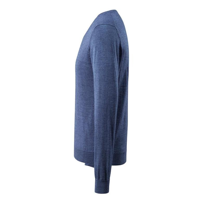 Suéter de malha com decote em V, suéter de malha de lã merino