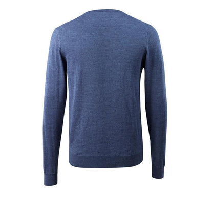 Suéter de malha com decote em V, suéter de malha de lã merino