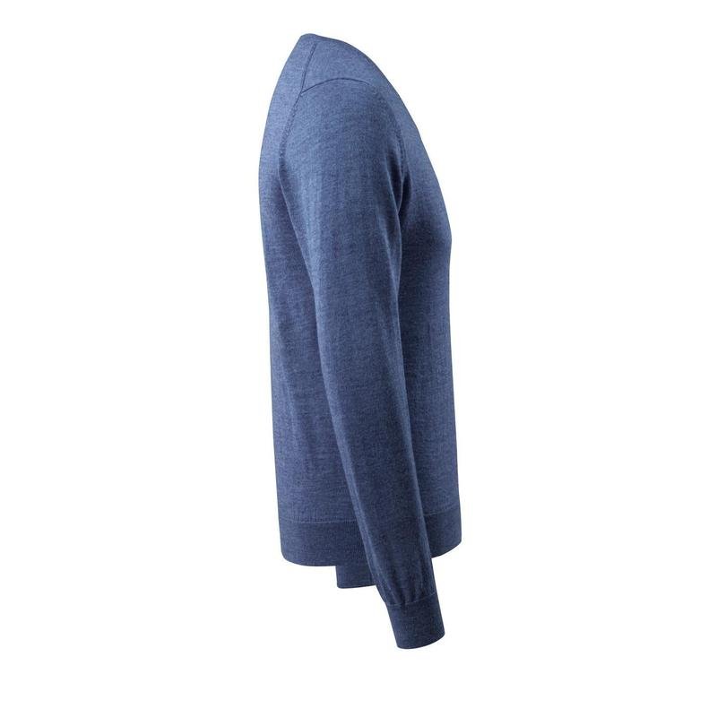 Suéter de malha com decote em V, suéter de malha de lã merino