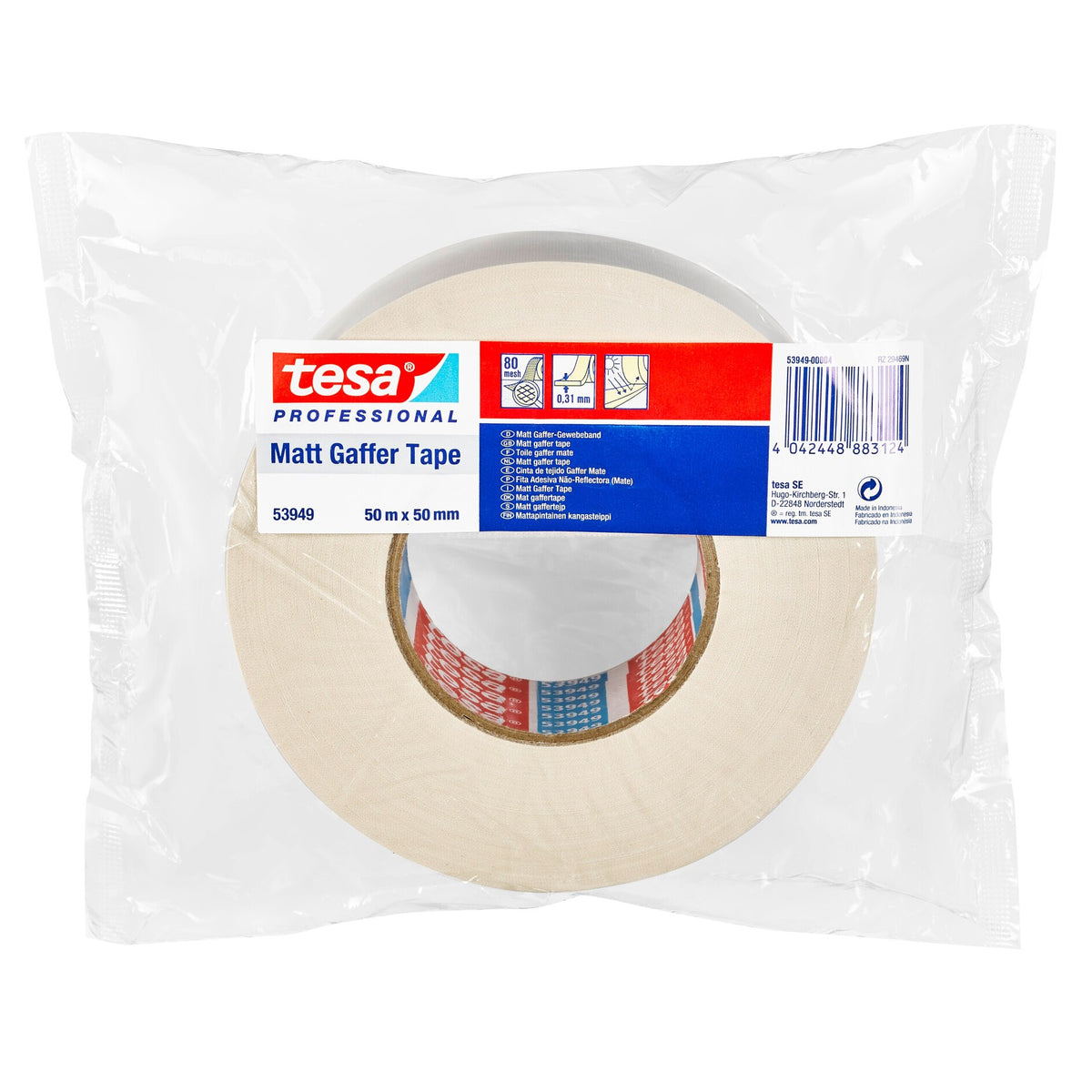Fita Gaffer tesa Professional 53949, mate, 50 m x 50 mm, branca mate