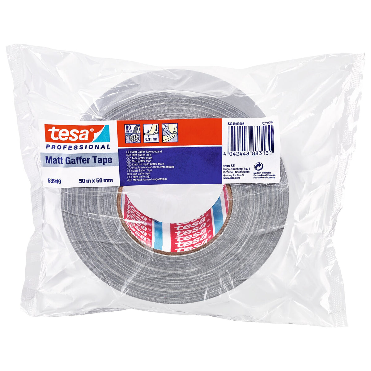 Fita adesiva tesa Professional 53949, mate, 50 m x 50 mm, prateada mate