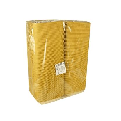 Um pacote selado com caixas de menu Starpak XPS 2 compartimentos, envolto em filme retrátil, perfeito para todas as necessidades de vendas para fora. Na frente do pacote, é visível uma etiqueta branca com texto.