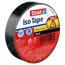 Fita isolante tesa SPVC para instalações elétricas, preta, 20 m x 19 mm