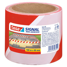 Fita de sinalização tesa 58137PE sem adesivo, 100 m x 80 mm, vermelha e branca
