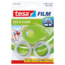 Mini-desenrolador tesafilm + 2 rolos Eco Clear, verde