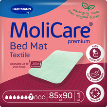 Artigo descontinuado: MoliCare Pr Bed Mat Tex 7T Flü 75x85 com asas | Pacote (10 peças)