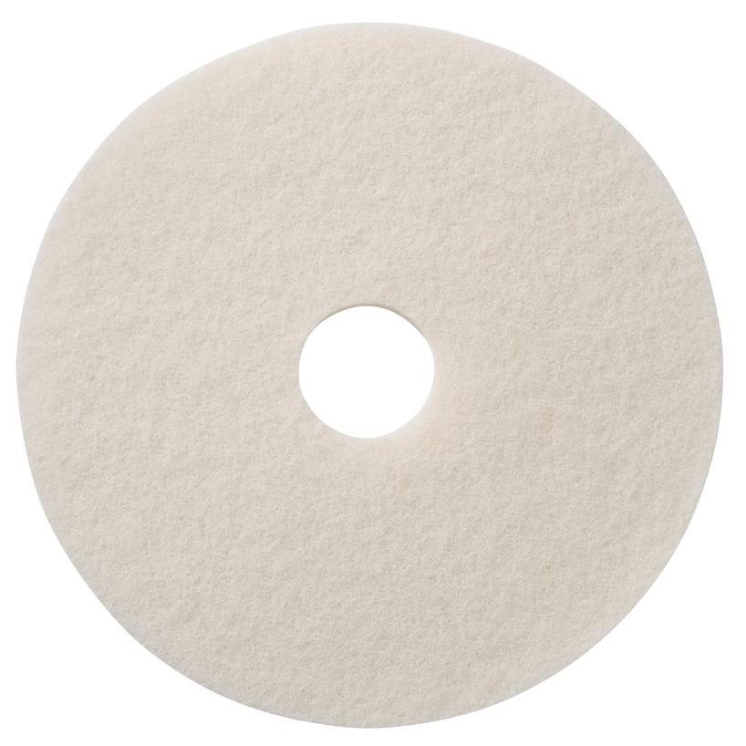O TASKI Americo Pad Branco de Alta Qualidade da Diversey Deutschland GmbH & Co. OHG é um disco redondo, branco com textura áspera e furo central, mostrado em um fundo branco simples.
