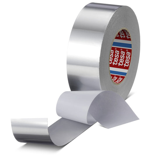 Fita adesiva de alumínio tesa 60672 com revestimento protetor, 50 m x 50 mm, prateada mate