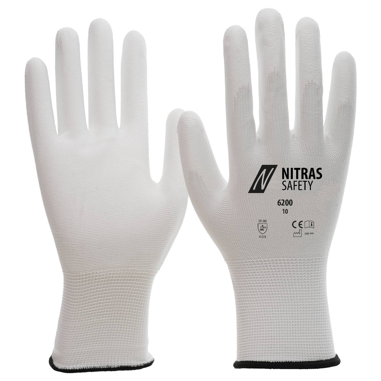 Luvas de nylon NITRAS, brancas