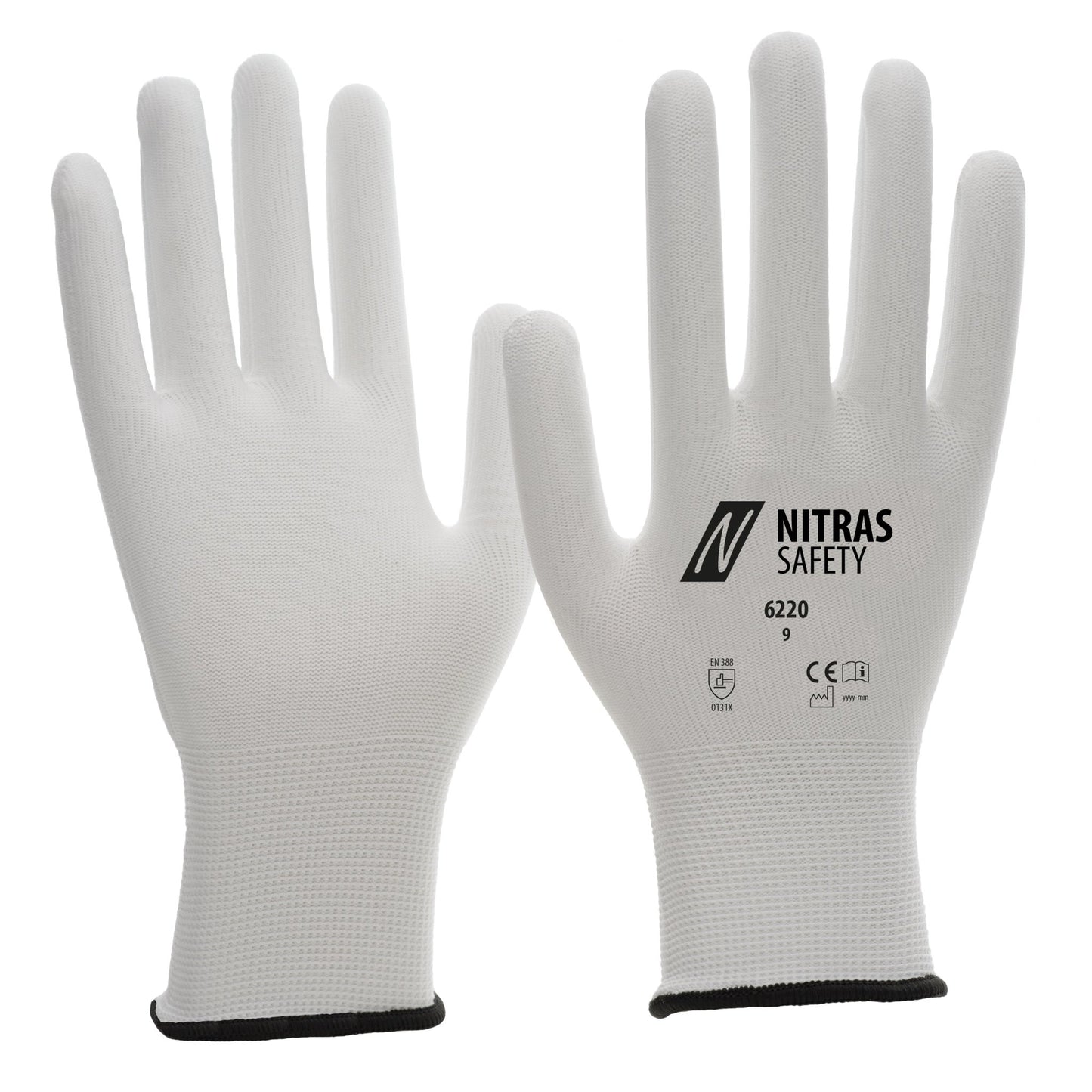 Luvas de nylon NITRAS, brancas