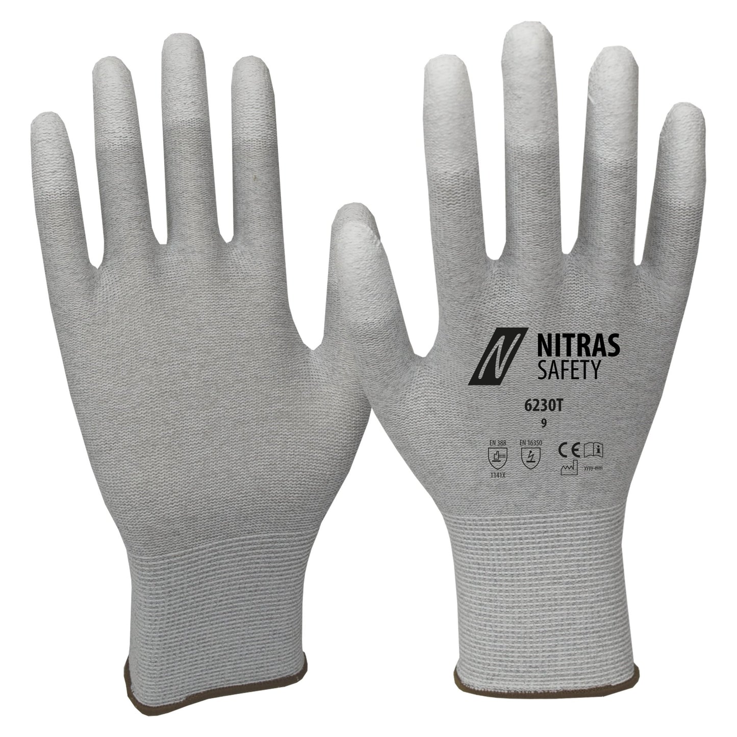 Luvas antiestáticas NITRAS, cinza / branco