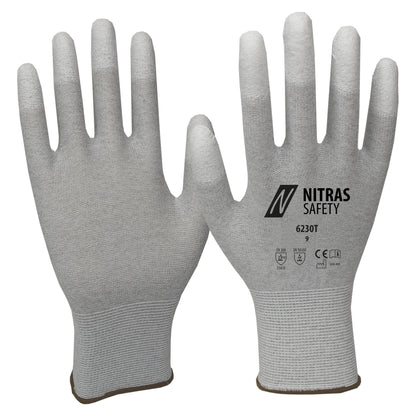 Luvas antiestáticas NITRAS, cinza / branco