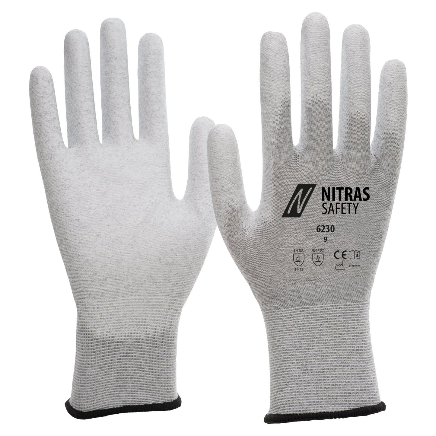 Luvas antiestáticas NITRAS, cinza / branco