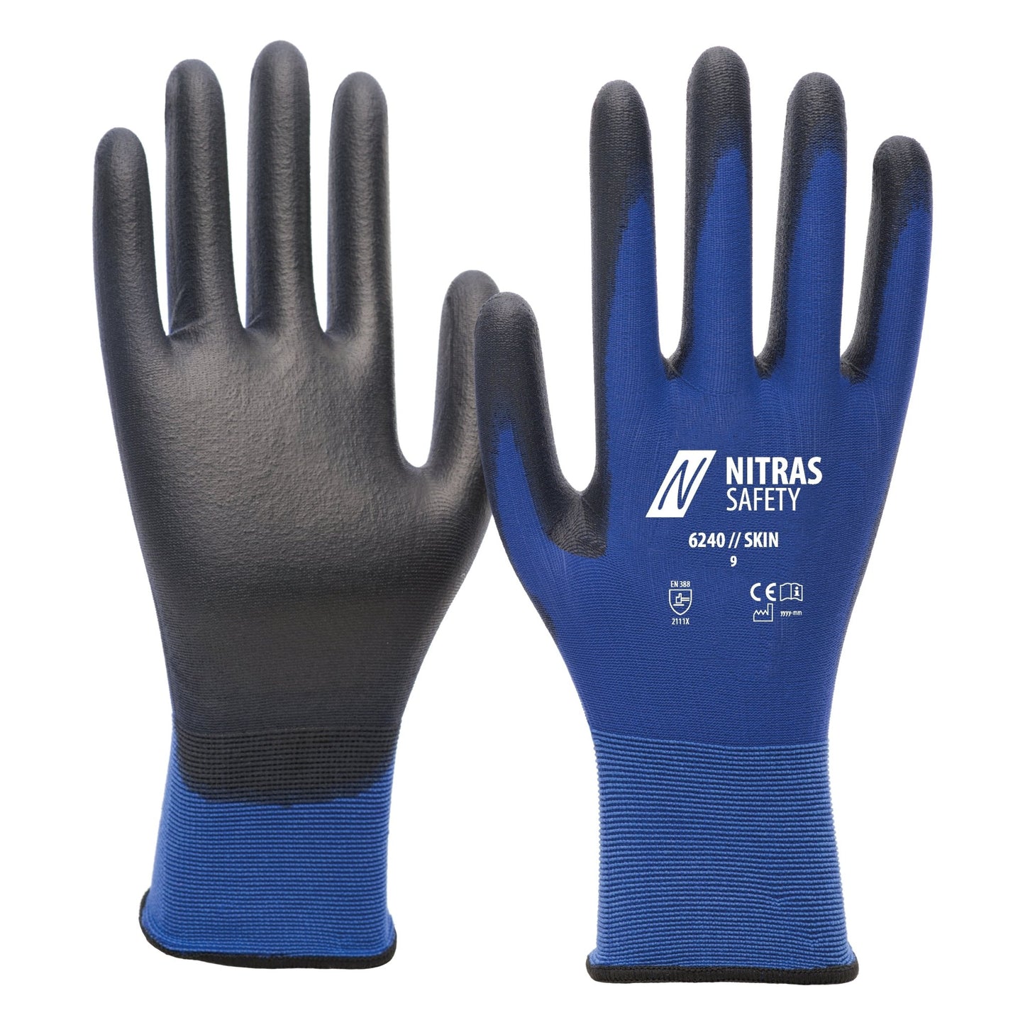 NITRAS SKIN, luvas de nylon, azul / preto