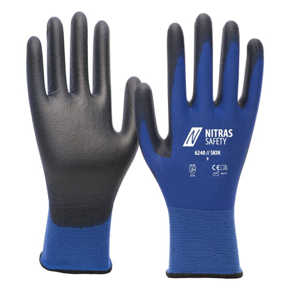 NITRAS SKIN, luvas de nylon, azul / preto