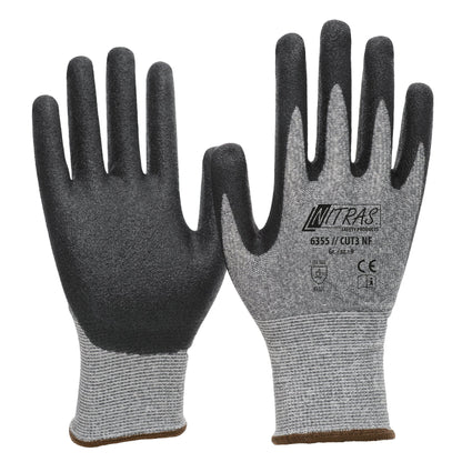 NITRAS CUT C NF, luvas de proteção contra cortes, cinza / preto