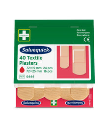 Artigo em fim de série: Conjunto de recarga de pensos Salvequick® da Holthaus Medical, REF 6444, embalagem protetora, 2 tamanhos | Embalagem (40 unidades)