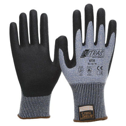 Luvas de proteção contra corte NITRAS TAEKI, azul / preta